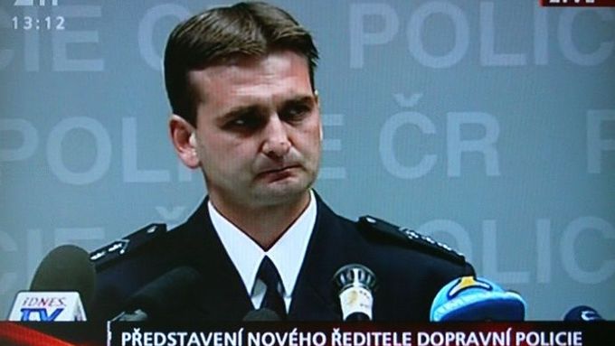 Nový šéf dopravní policie - Martin Červíček - během tiskové konference.