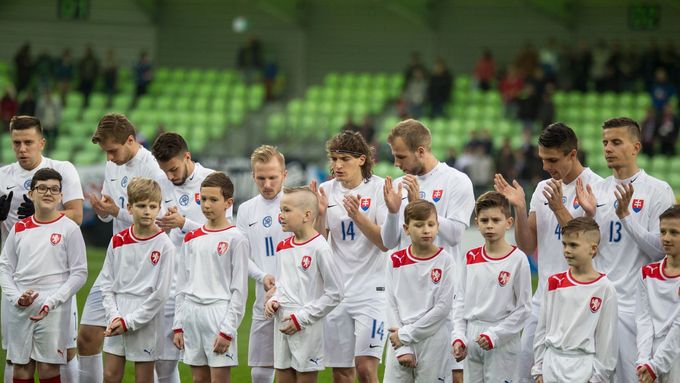 Slovenská fotbalová reprezentace do jednadvaceti let během přípravy proti Česku. (ilustrační foto).
