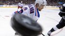 Jun 4, 2014; Los Angeles, CA, USA; New York Rangers defenseman Anton Stralman (6) watches as the puck goes into the corner in the third period during game one of the 2014