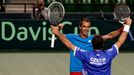 Rosol and Stepanek of Czech Republic celebrate after winning their Davis Cup men's doubles quarter-final tennis match against Japan's Ito and Uchiyama in Tokyo