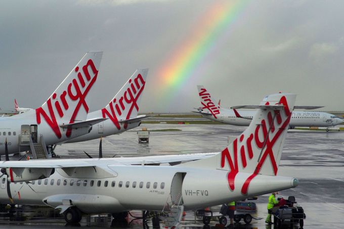 Letadla aerolinií Virgin Atlantic na letišti v Sydney