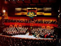 Koncertní sál ve Stockholmu, kde se udělují Nobelovy ceny.