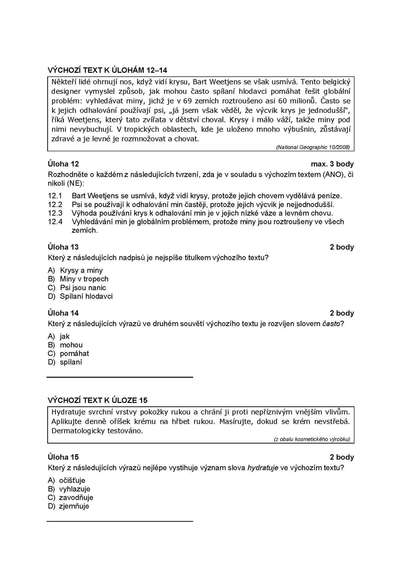 Státní maturita - základní obtížnost 6