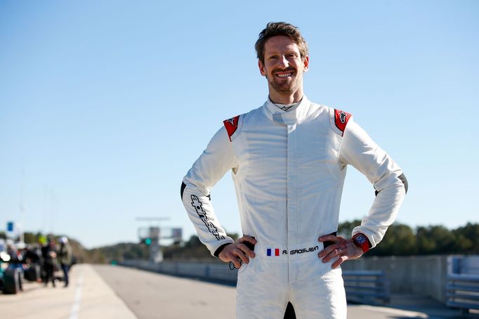 Romain Grosjean při prvních testech monopostu IndyCar.