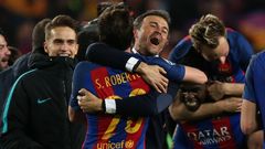LM, Barcelona- Paris St Germain: radost Barcelony - Sergi Roberto a Luis Enrique