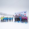 SP v biatlonu 2018/19, Oberhof, štafeta žen: Stupně vítězů (zleva Němky, Rusky a Češky)