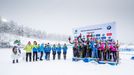 SP v biatlonu 2018/19, Oberhof, štafeta žen: Stupně vítězů (zleva Němky, Rusky a Češky)