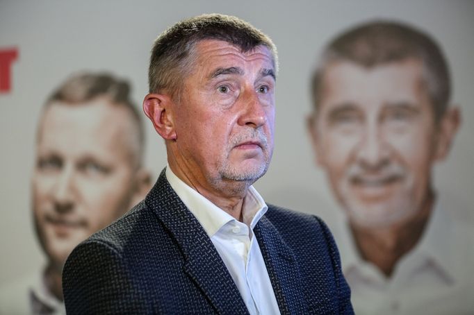 Andrej Babiš. Záběr z volebního štábu ANO v Praze. 6. 10. 2018.