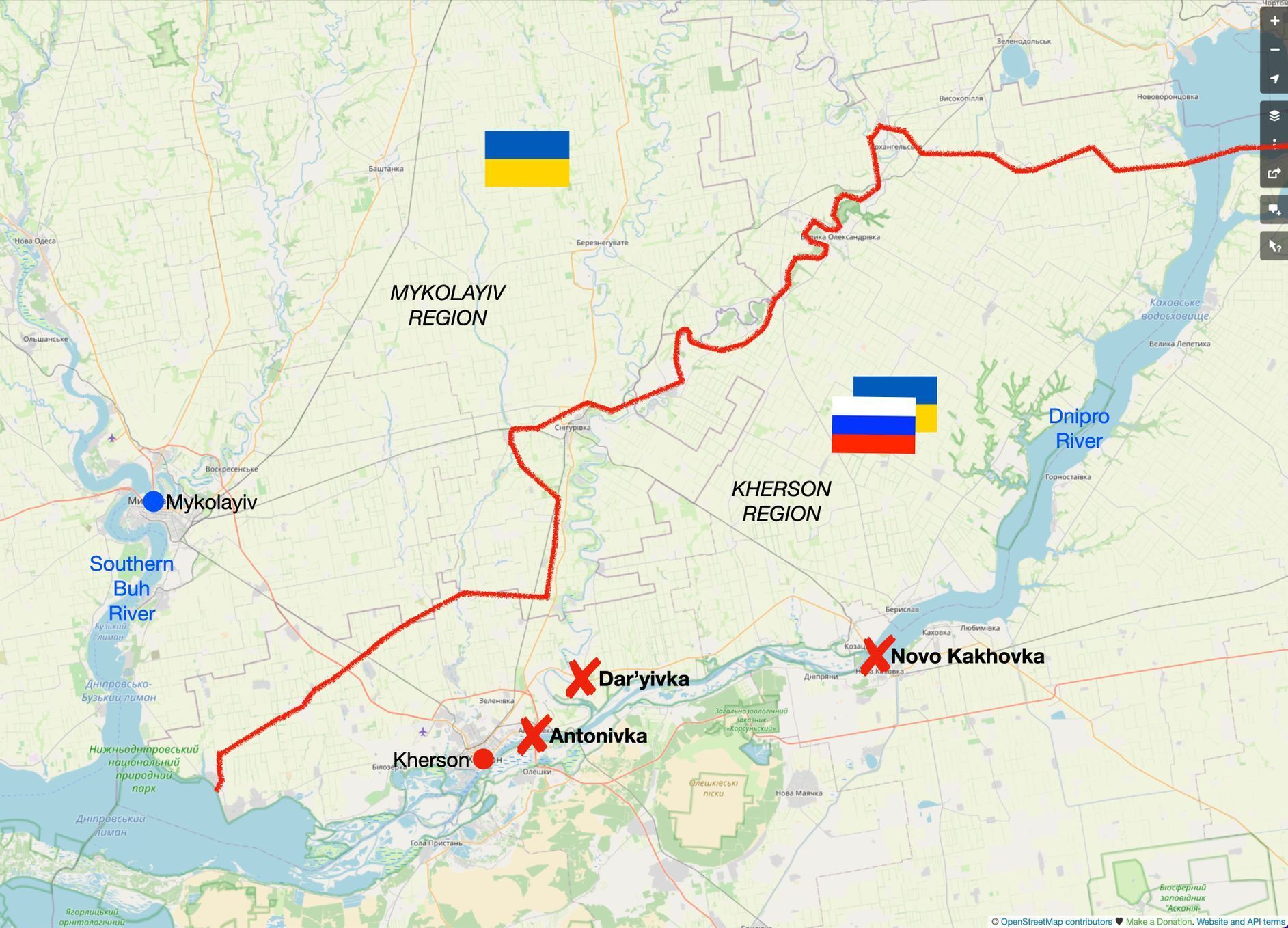 Mapa Chersonská oblast