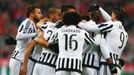 Juventus' Paul Pogba (2R) celebrates with team mates after scoring a goal