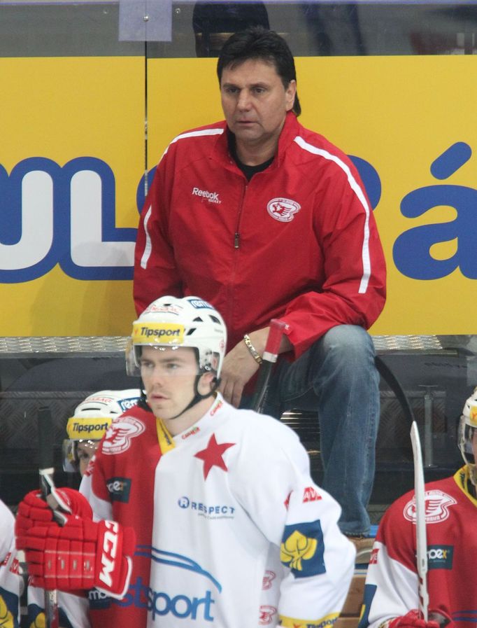 Slavia vs. Třinec, utkání hokejové extraligy (Vladimír Růžička)