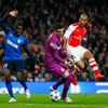 Football: Arsenal's Theo Walcott in action with Monaco's Danijel Subasic as Elderson looks on