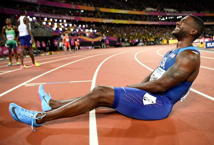 Finále sprintu na 100 metrů na MS v Londýně (Justin Gatlin)