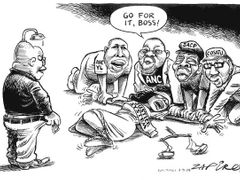 Kontroverzní karikatura, v níž Jonathan Shapiro alias Zapiro metaforicky zobrazil případ Jacoba Zumy jako znásilnění justičního sytému v Jižní Africe
