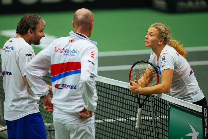 Fed Cup 2017: David Kunct, Petr Pála a Kateřina Siniaková