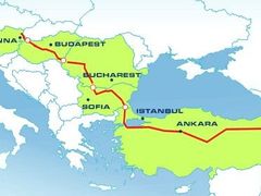 Trasa plánovaného plynovodu Nabucco z Ázerbájdžánu do Evropy
