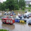 Povodeň červen 2013 - zaplavené parkoviště v Písku sídliště Portič
