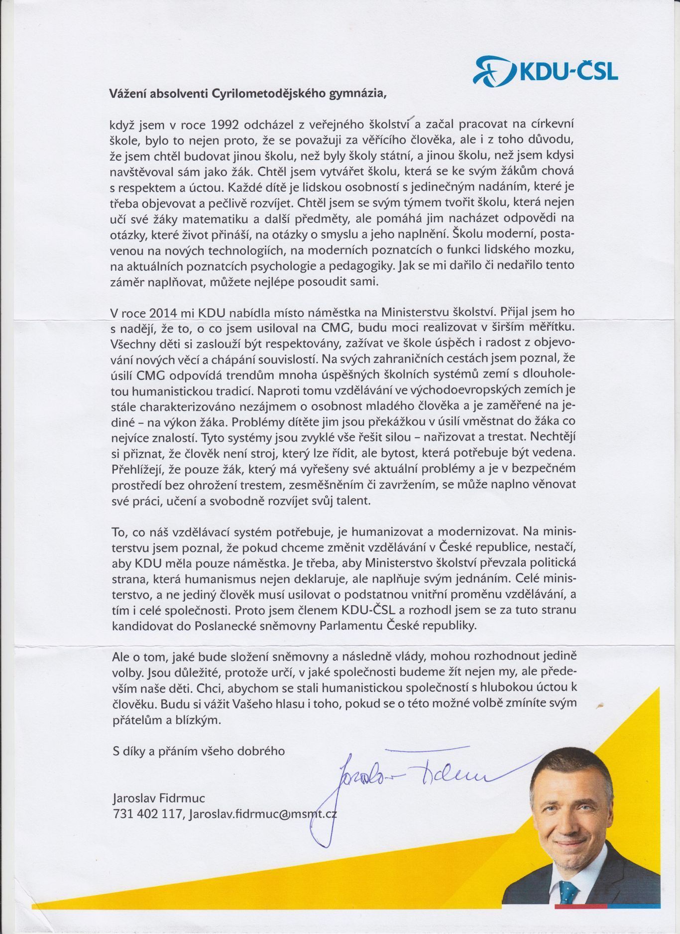 Dopis Jaroslava Fidrmuce