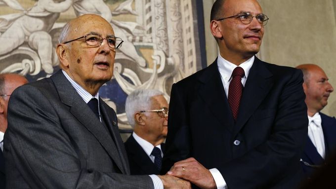 Prezident Giorgio Napolitano a nový premiér Enrico Letta.