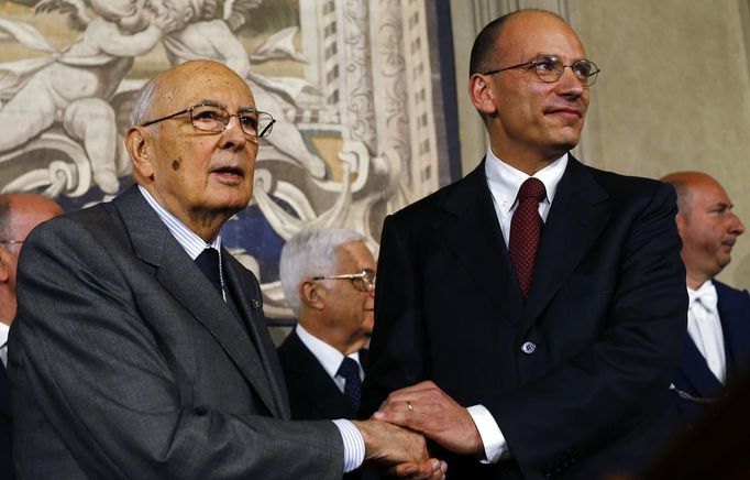 Prezident Giorgio Napolitano a nový premiér Enrico Letta.