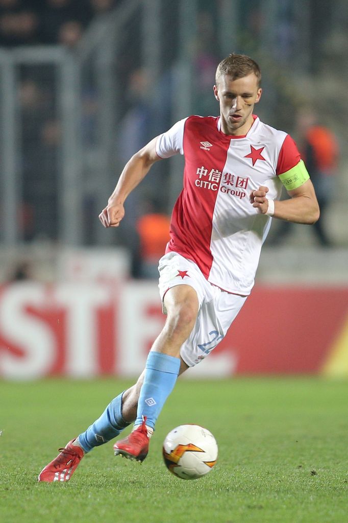 Tomáš Souček v zápase EL Slavia - Genk