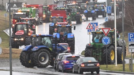 Zemědělci z Plzeňského kraje se připojili k protestům proti politice EU na hraničním přechodu, 22. února 2024.