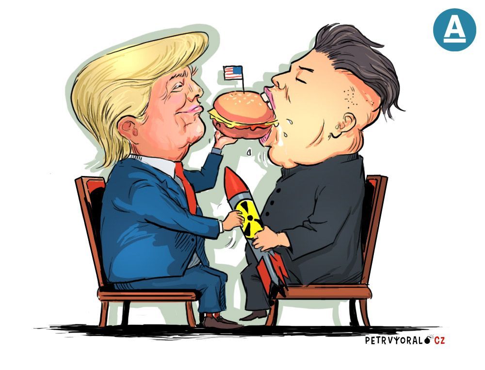 Trump a Kim summit kresba