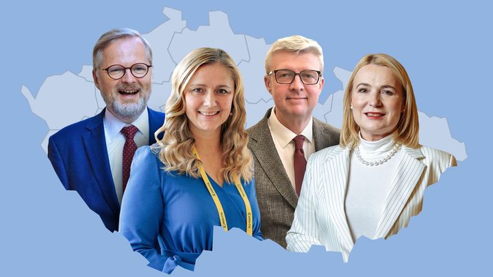 Kandidátky přehledně: kdo, kde a proti komu jde do boje o sněmovnu; Zdroj foto: Profimedia, Economia, Aktuálně.cz