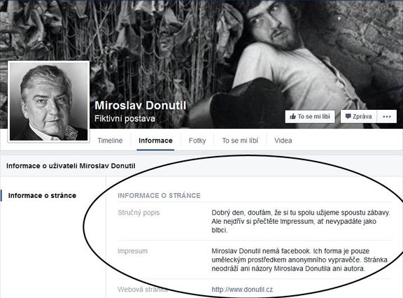 Falešné stránky Miroslava Donutila upozorňují uživatele na svoji nepravost.