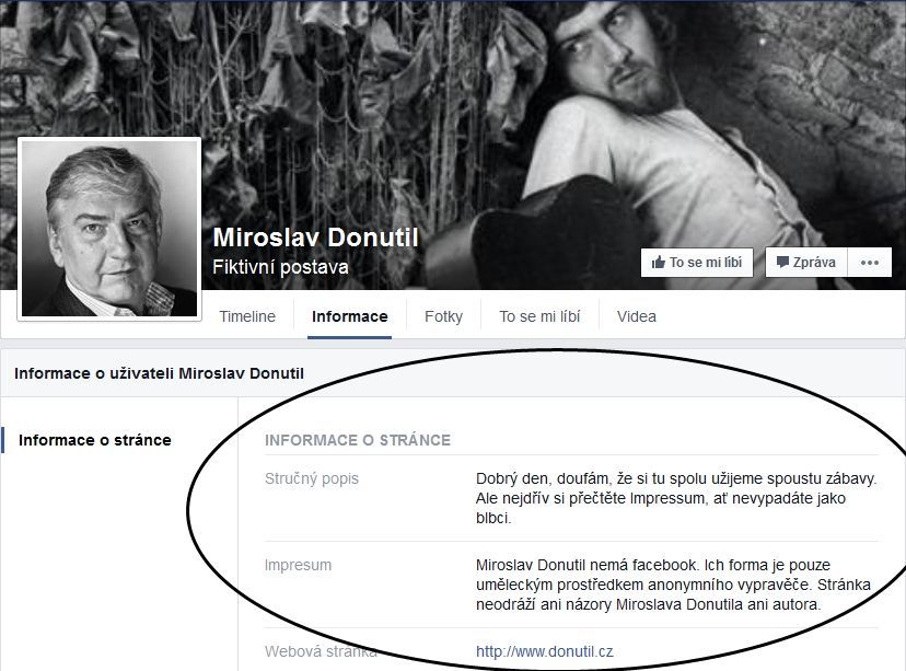 Falešné stránky Miroslava Donutila - upozornění