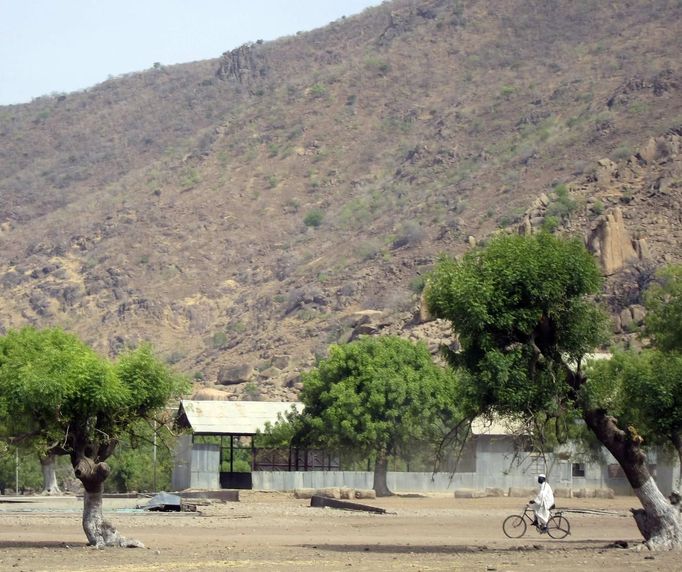 A man rides a bicycle at Talodi in South Kordofan