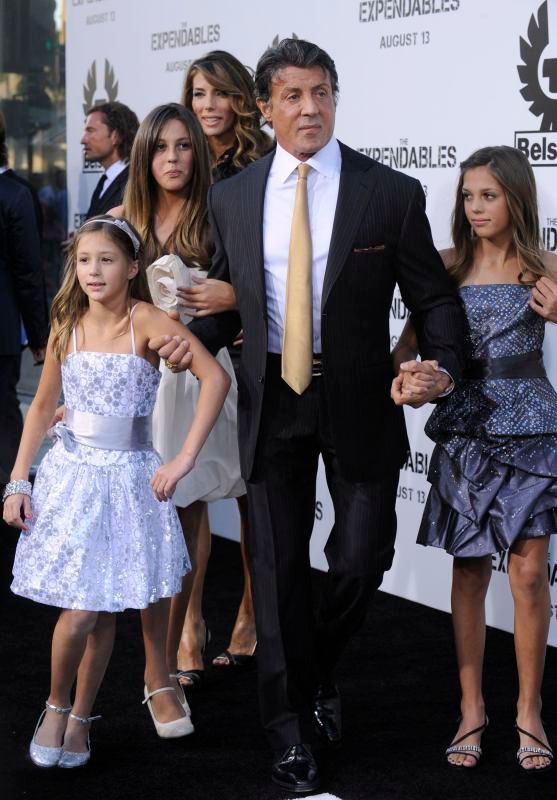 Premiéra filmu Postradatelní - Sylvester Stallone s rodinou