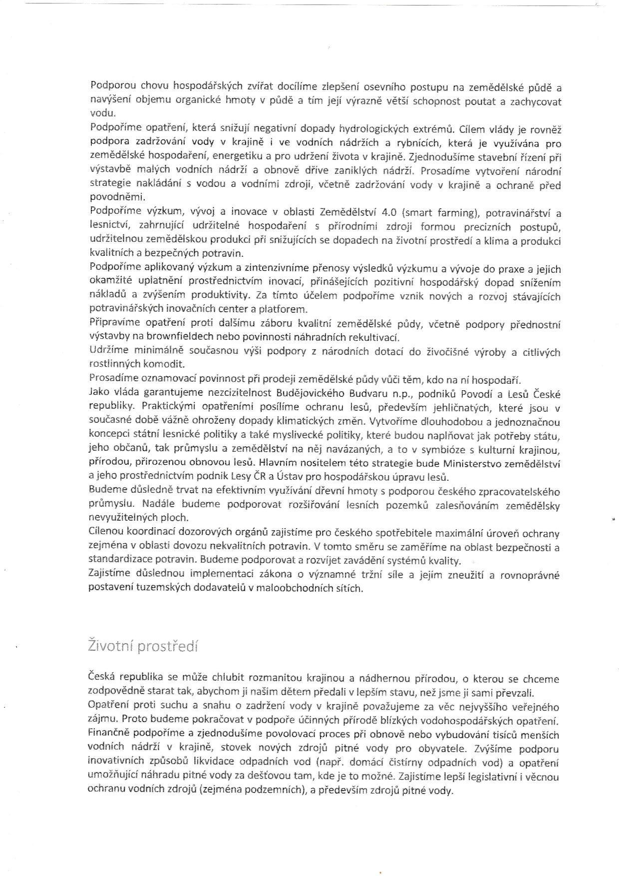 Programové prohlášení vlády ANO a ČSSD.