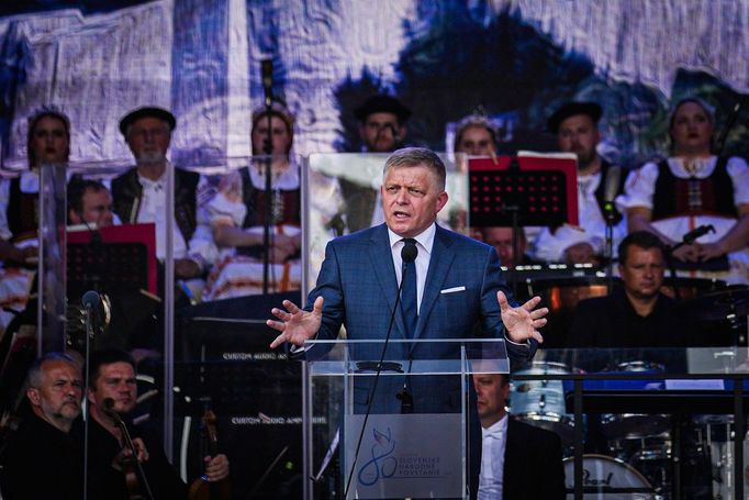 Slovenský premiér Robert Fico 29. srpna 2024 v Bratislavě při oslavách výročí Slovenského národního povstání