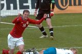 Milan Jovanovič slaví gól v síti Faerských ostrovů