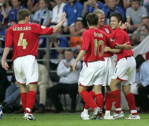 Estonsko - Anglie: Cole, Gerard, Owen, Beckham