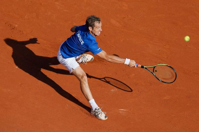 Richard Gasquet v utkání s Berdychem v semifinále Davis Cupu 2014