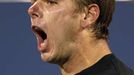 Stanislas Wawrinka se raduje na US Open při zápase s Robby Gineprim.