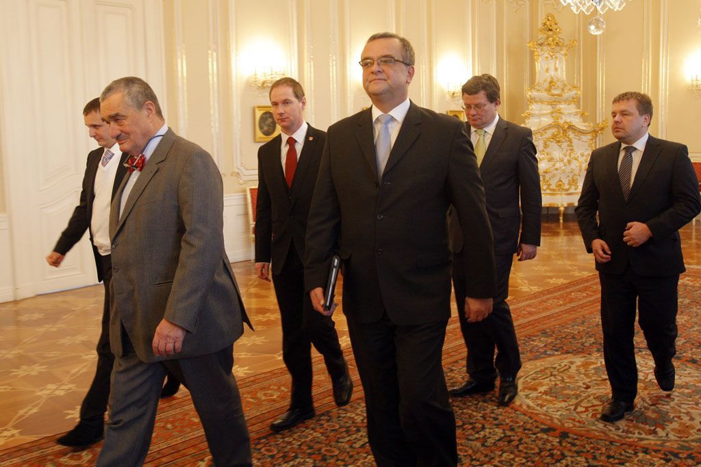 Zástupci trojkoalice u prezidenta Václava Klause