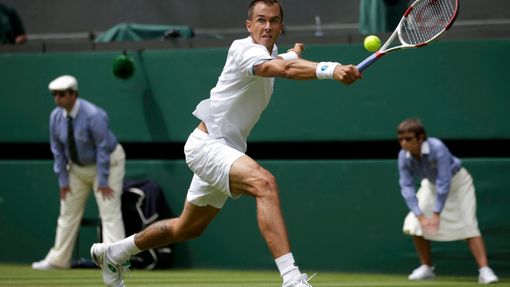 Lukáš Rosol na Wimbledonu 2014 při utkání s Nadalem