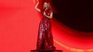 Zpěvačka Kylie Minogue při vystoupení na předávání cen Brit Awards.