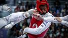 Paris 2024 Olympics - Taekwondo - Men -80kg Round of 16 - Grand Palais, Paris, France - August 09, 2024. Henrique Marques Rodrigues Fernandes of Brazil in action with Sal