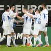 Fotbalisté Liberce slaví gól v zápase Evropské ligy Gent - Liberec