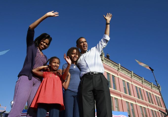No vě zvolený prezident USA Barack Obama se svou rodinou