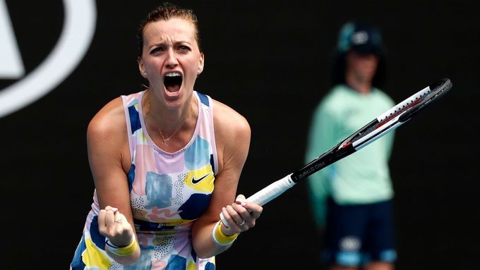 Česká tenistka Petra Kvitová slaví vítězství nad Marií Sakkariovou a postup do čtvrtfinále Australian Open