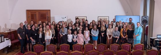 Students and teachers from schools that received the World School Promotion Award by Popular Demand in the Senate.