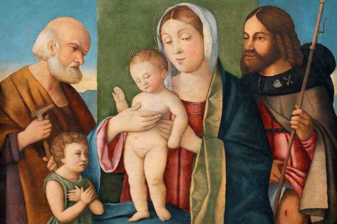 Marco Bello: Svatá rodina s malým Janem Křtitelem a sv. Rochem, jedno z děl zařazených do Top 100 ostravské galerie.