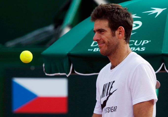 Argentinský tenista Juan Martín Del Potro na tréninku před semifinále Davis Cupu s Českou republikou.