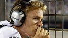 Mercedes Formula One driver Nico Rosberg of Germany watches the race from the pitwall during the Singapore F1 Grand Prix in Singapore September 21, 2014. Lewis Hamilton s