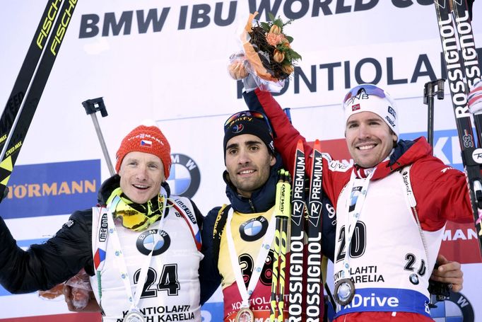 SP Kontiolahti, sprint M: Ondřej Moravec, Martin Fourcade, Emil Hegle Svendsen